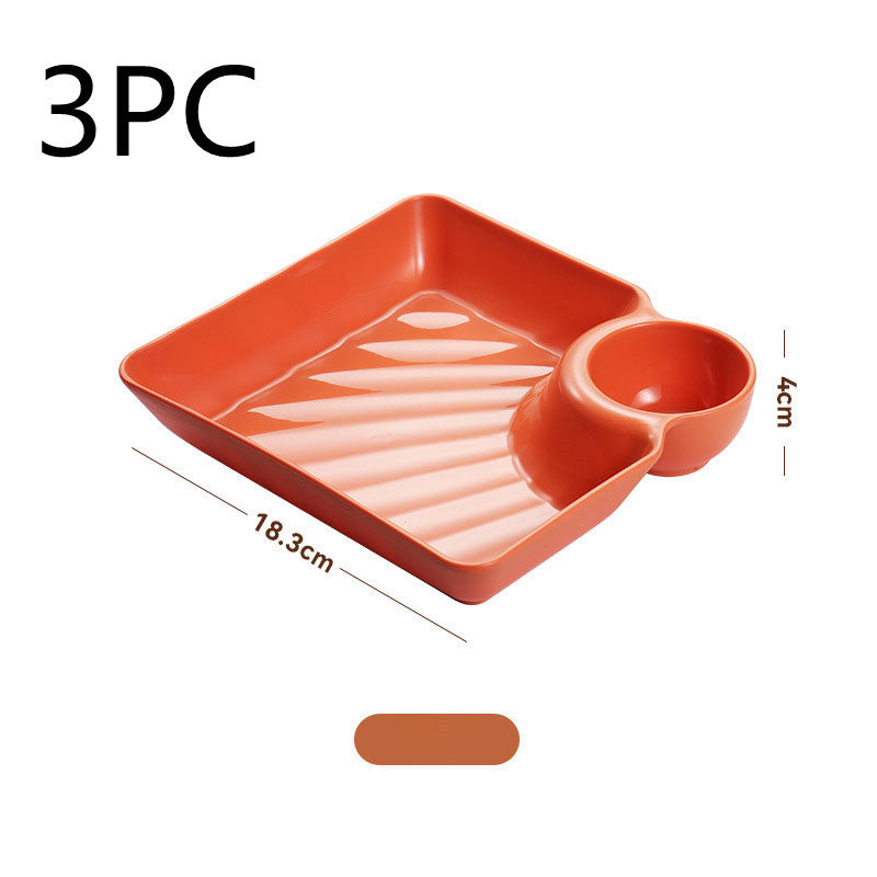 Chip & Dip Set Dumpling Plate With Vinegar Dish