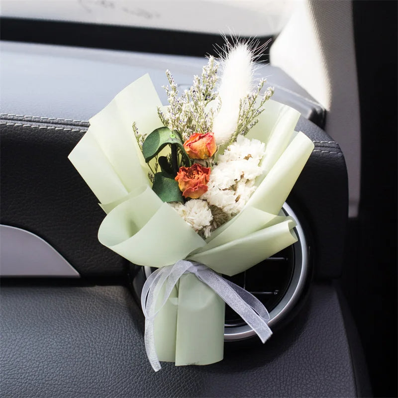 Gedroogd bloemenboeket voor auto-ventilatierooster