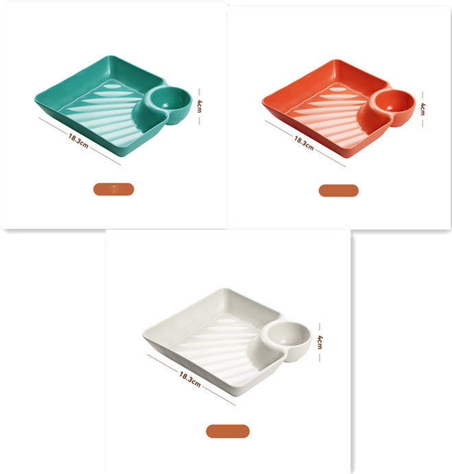 Chip & Dip Set Dumpling Plate With Vinegar Dish