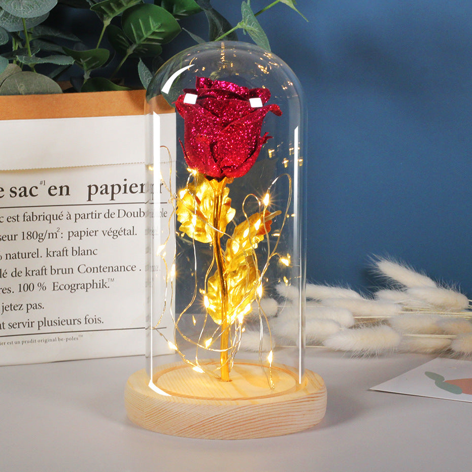 LED Roos in Glas - Geschenkset