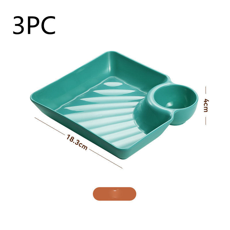 Chip & Dip Set Dumpling Plate With Vinegar Dish