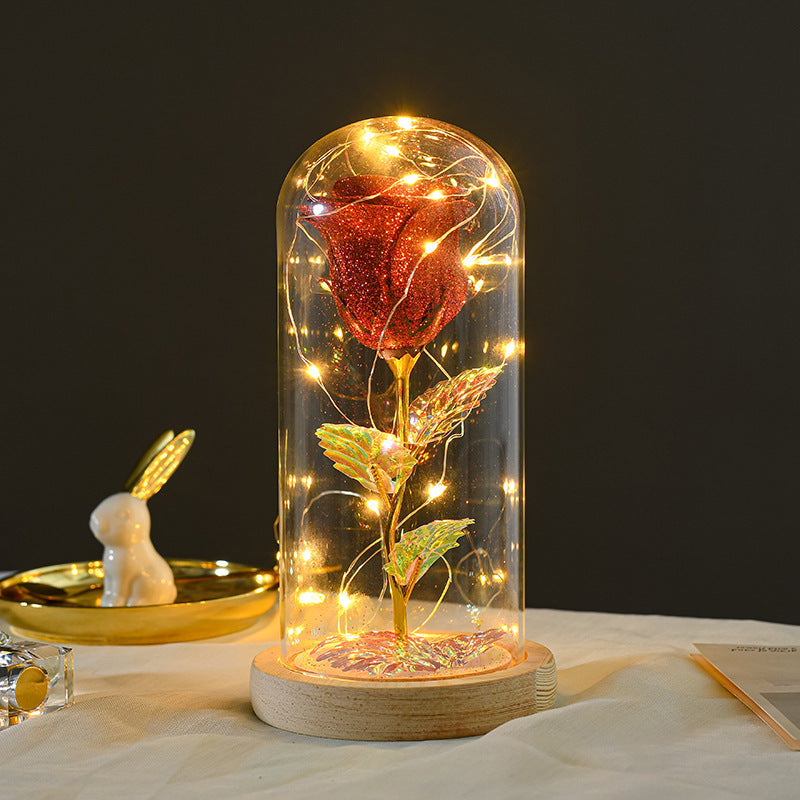 LED Roos in Glas - Geschenkset