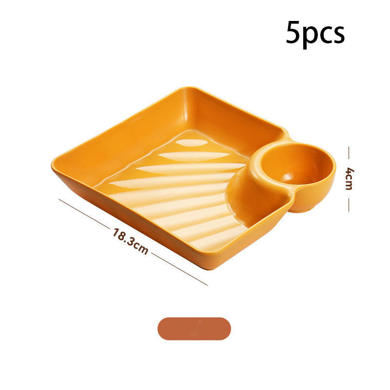 Chip & Dip Set Dumpling Plate With Vinegar Dish