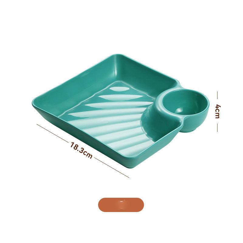 Chip & Dip Set Dumpling Plate With Vinegar Dish