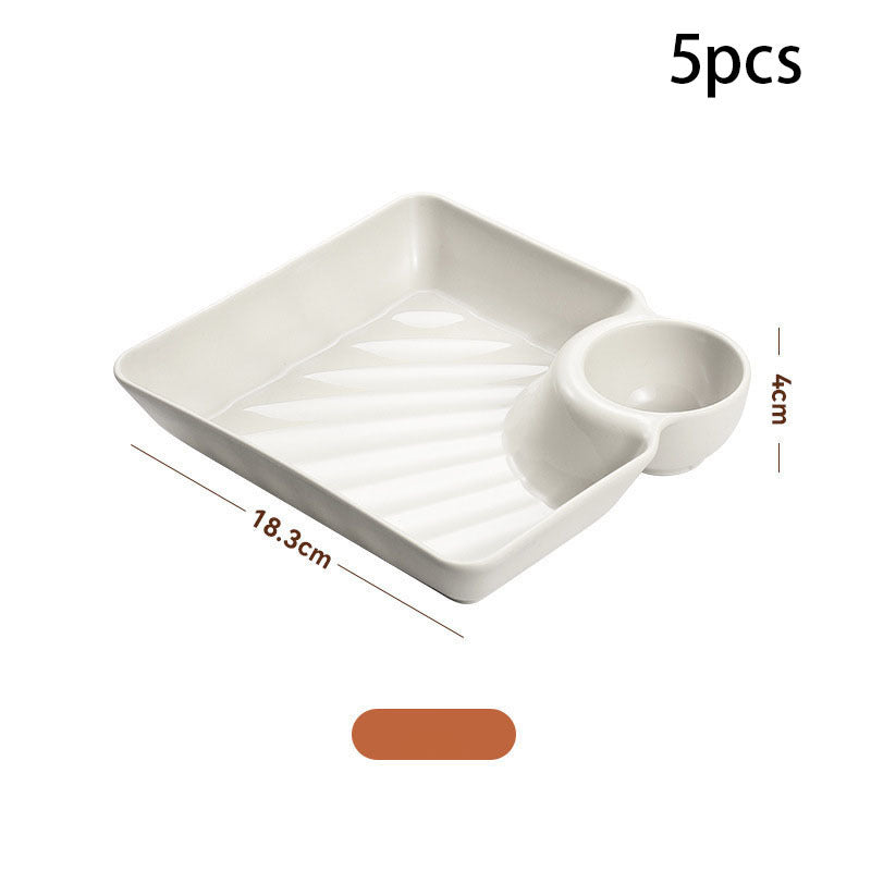 Chip & Dip Set Dumpling Plate With Vinegar Dish