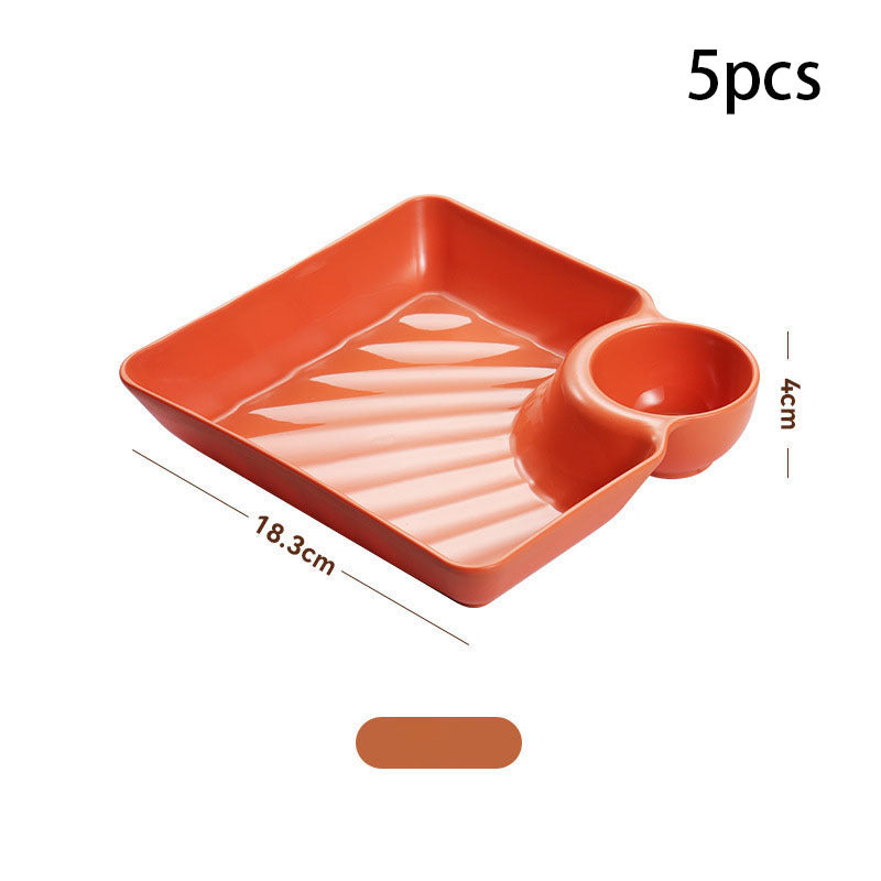Chip & Dip Set Dumpling Plate With Vinegar Dish