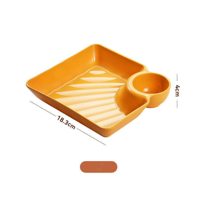 Chip & Dip Set Dumpling Plate With Vinegar Dish