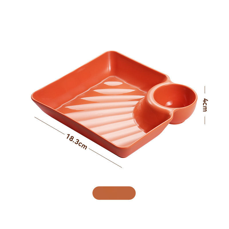 Chip & Dip Set Dumpling Plate With Vinegar Dish
