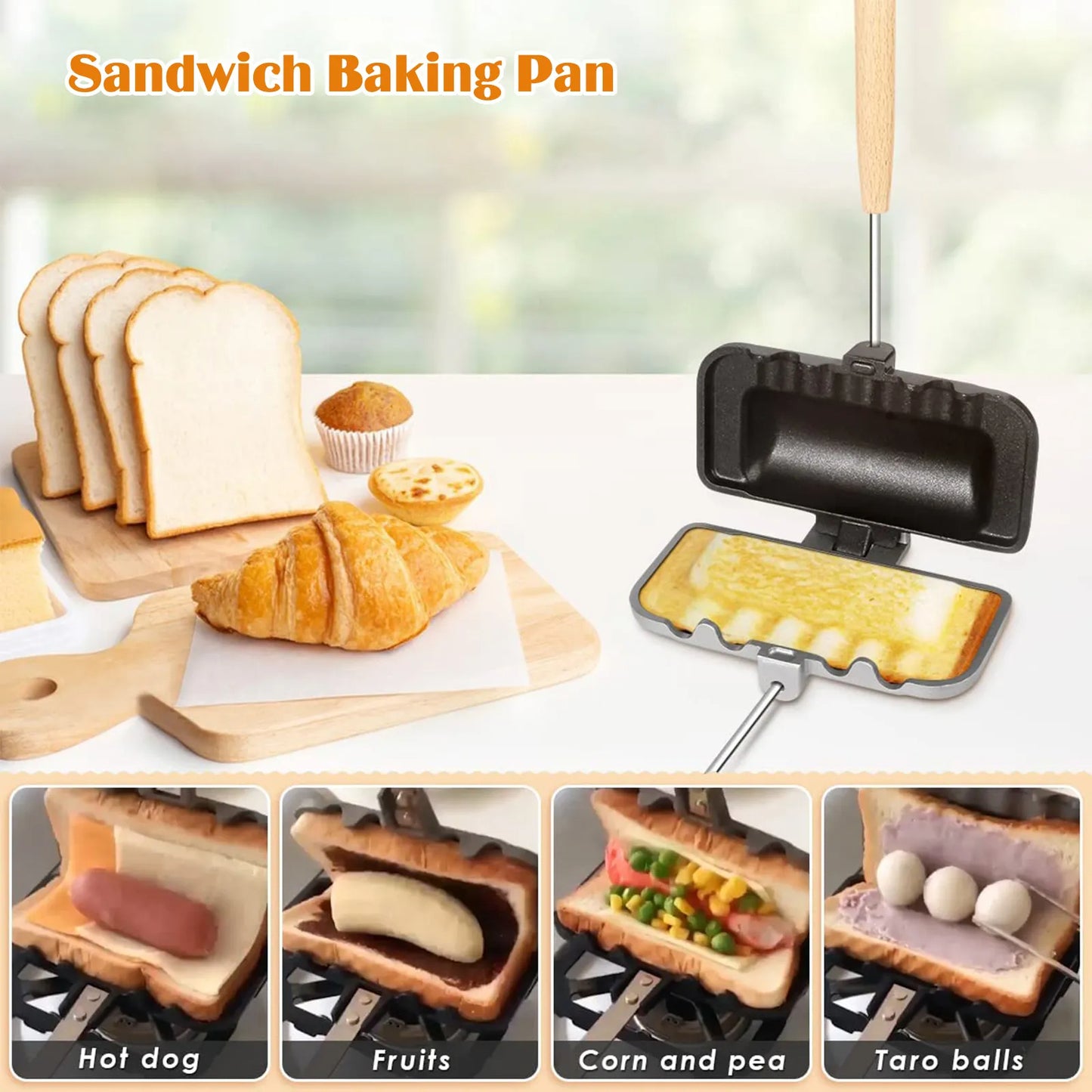Double Sided Nonstick Foldable Sandwich Grill