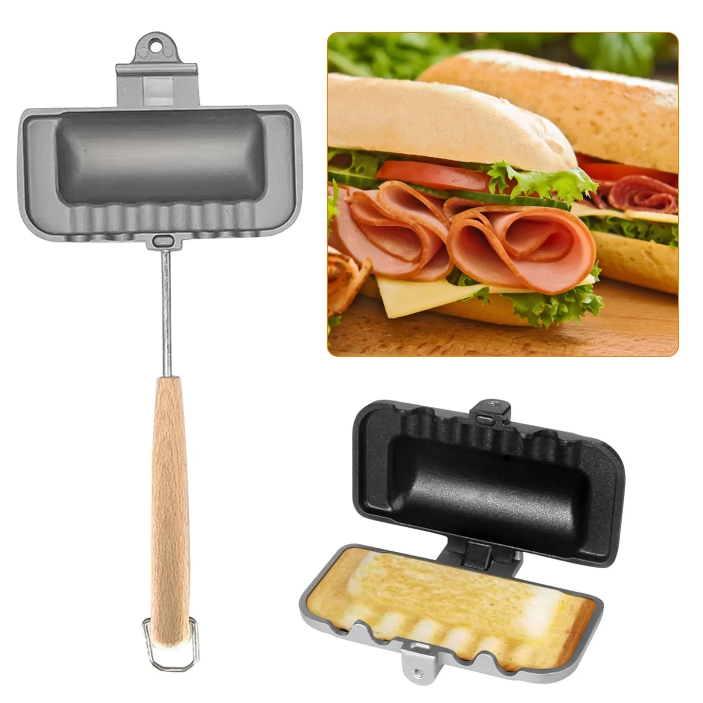 Double Sided Nonstick Foldable Sandwich Grill