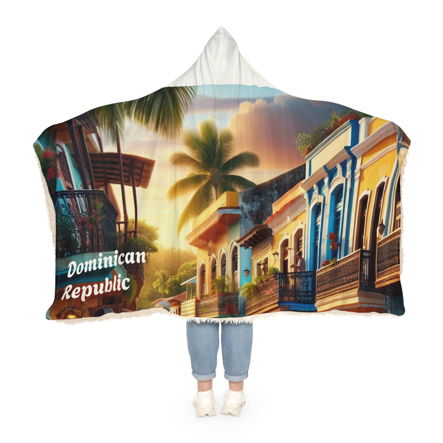 Dominican Republic-Inspired Hooded Snuggle Blanket - Cozy and Vibrant Throw for Relaxation