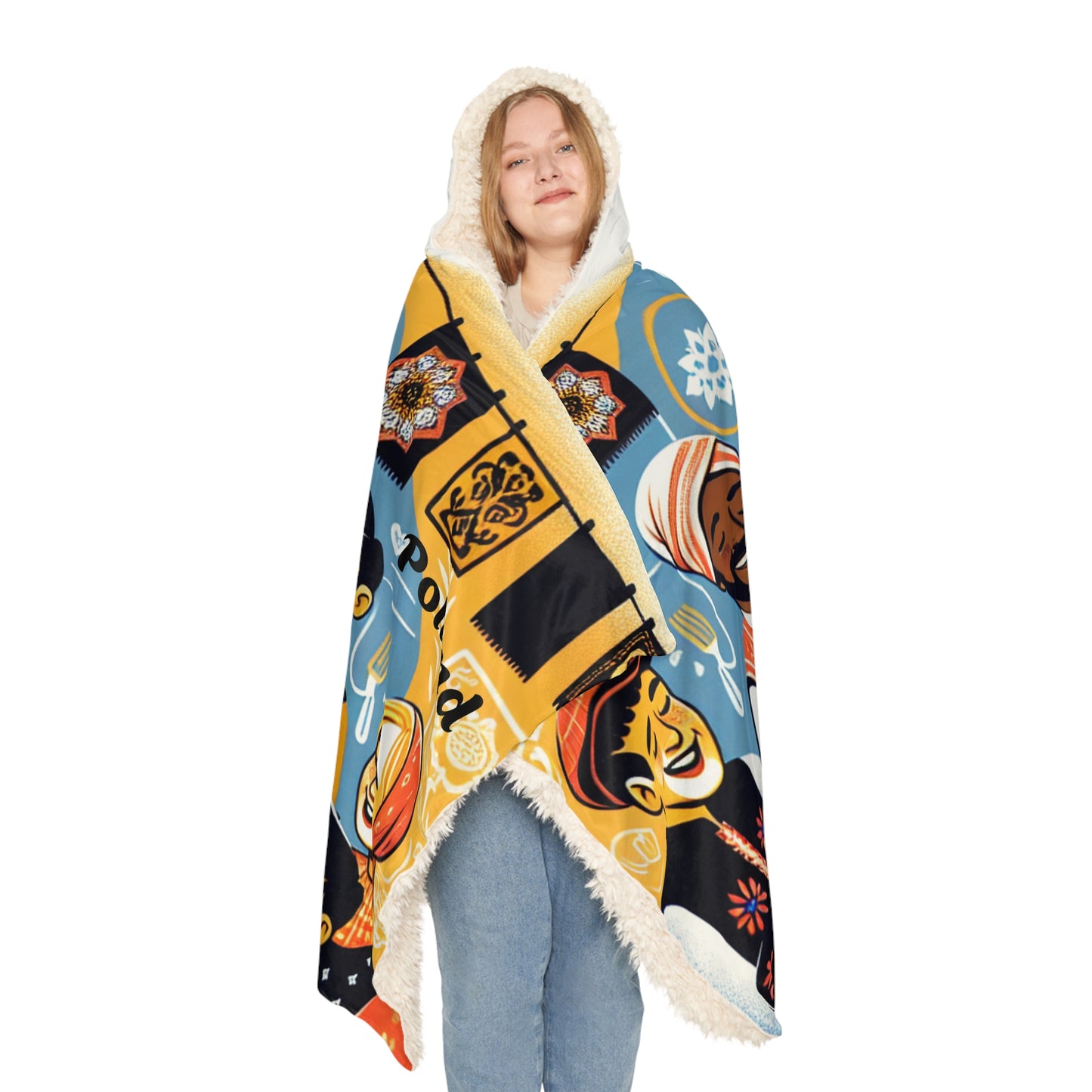 Poland-Inspired Hooded Snuggle Blanket - Cozy and Vibrant Throw for Relaxation