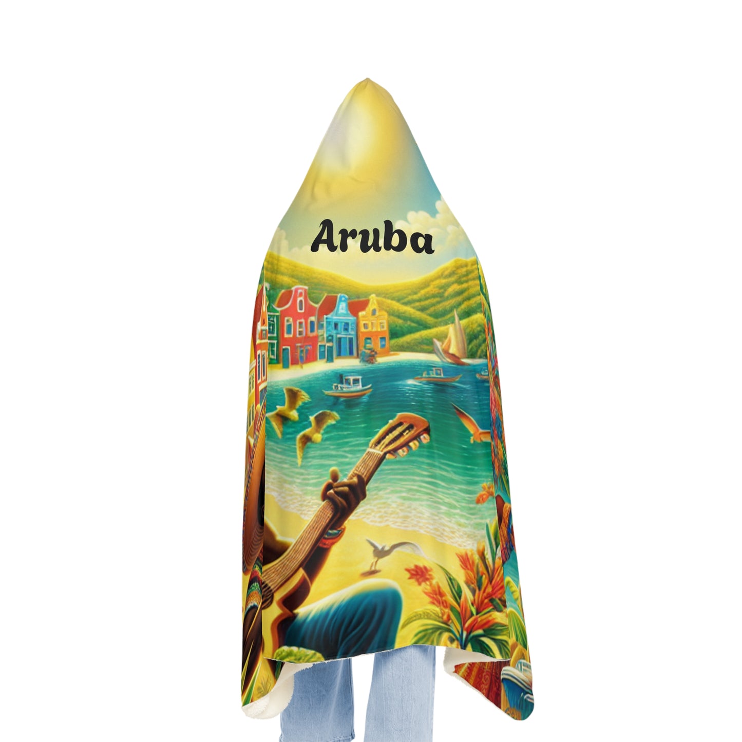 Aruba-Inspired Hooded Snuggle Blanket - Cozy and Vibrant Throw for Relaxation