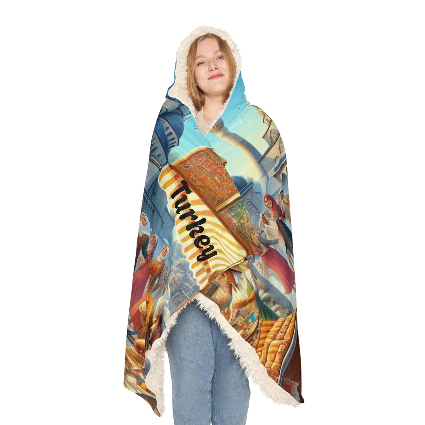 Turkey-Inspired Hooded Snuggle Blanket - Cozy and Vibrant Throw for Relaxation