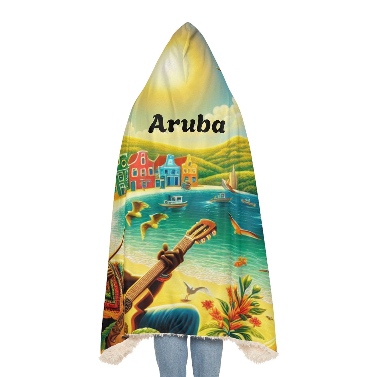 Aruba-Inspired Hooded Snuggle Blanket - Cozy and Vibrant Throw for Relaxation