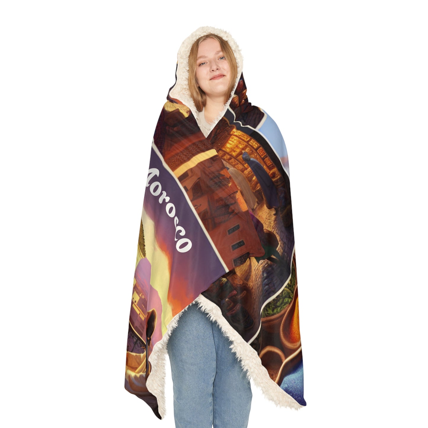 Morocco-Inspired Hooded Snuggle Blanket - Cozy and Vibrant Throw for Relaxation