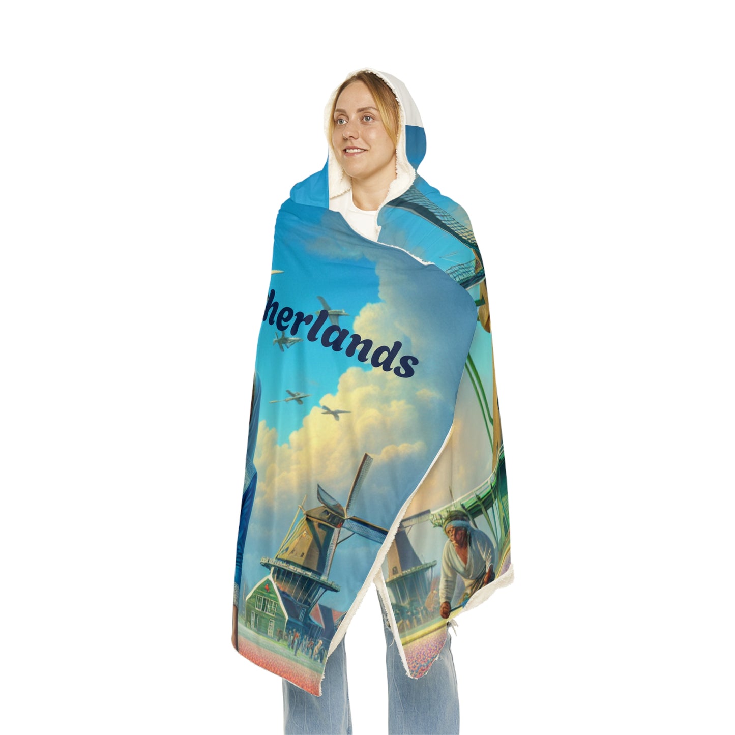 Netherlands-Inspired Hooded Snuggle Blanket - Cozy and Vibrant Throw for Relaxation