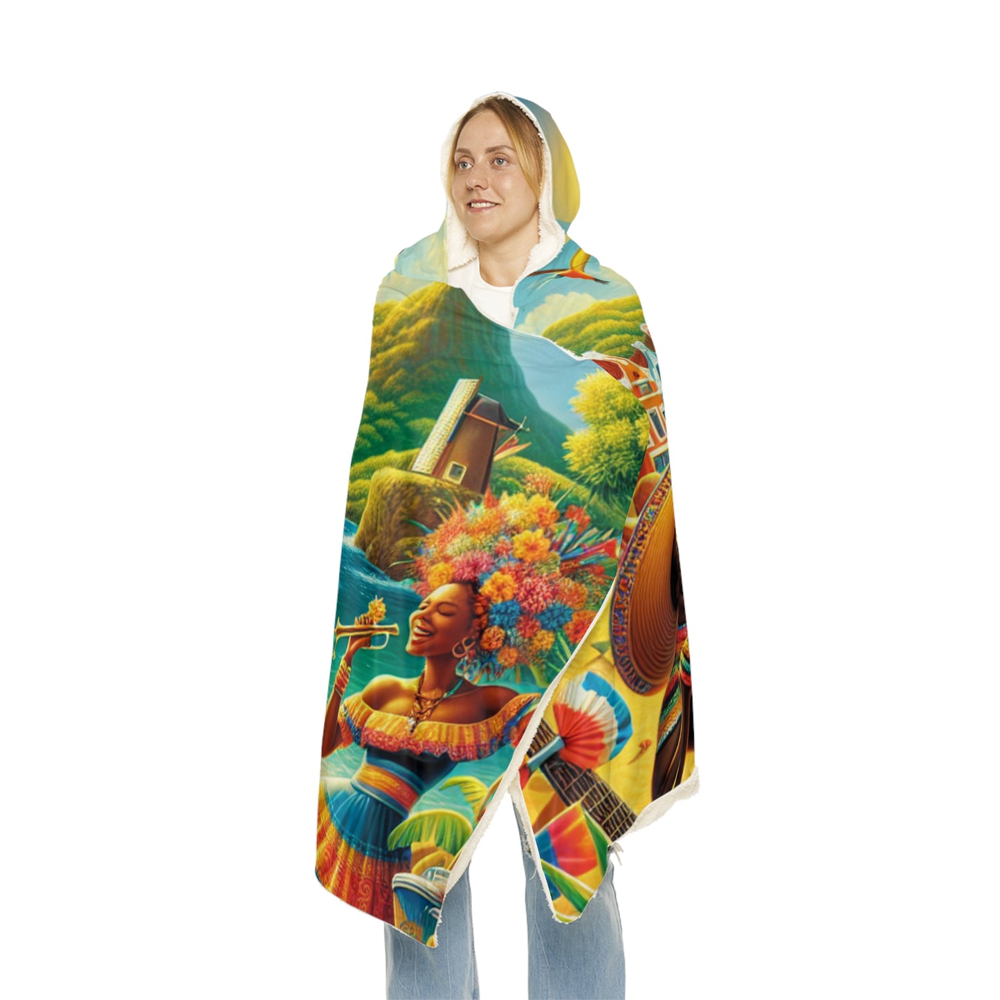 Aruba-Inspired Hooded Snuggle Blanket - Cozy and Vibrant Throw for Relaxation