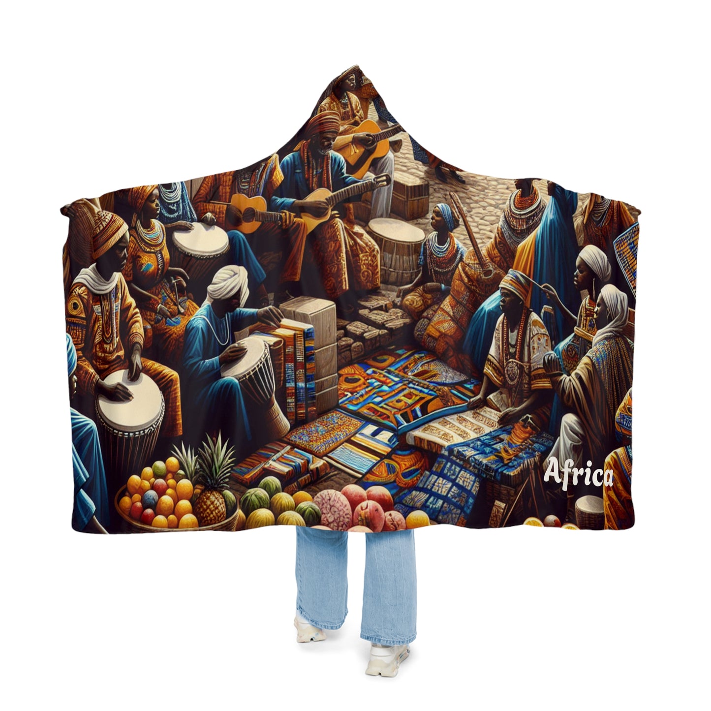 Africa-Inspired Hooded Snuggle Blanket - Cozy and Vibrant Throw for Relaxation