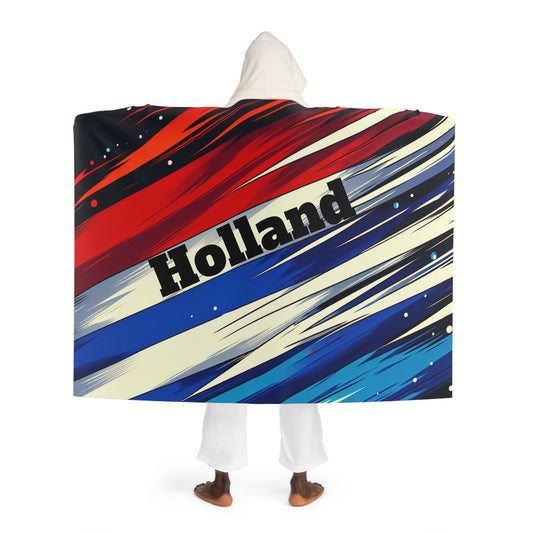 Holland Cozy Hooded Sherpa Fleece Blanket with Artistic Map Design - Perfect for Chill Nights and Home Decor