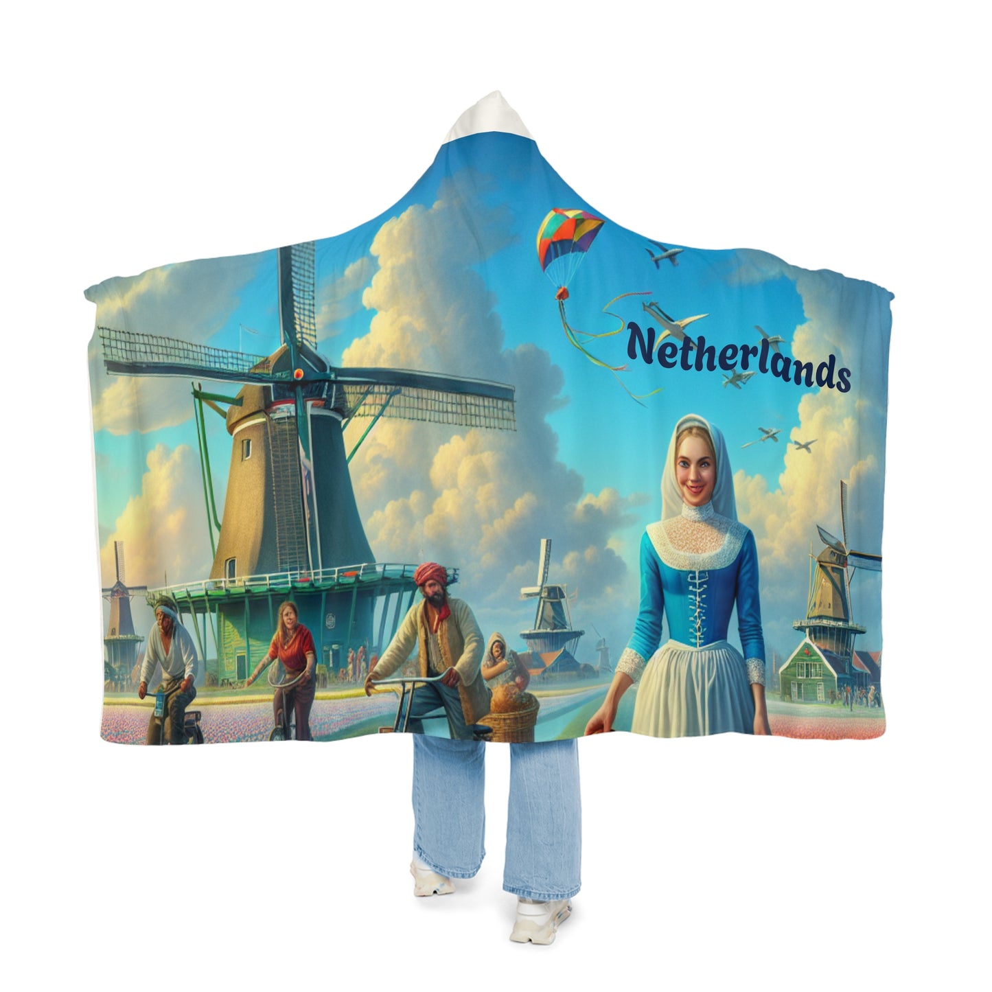 Netherlands-Inspired Hooded Snuggle Blanket - Cozy and Vibrant Throw for Relaxation