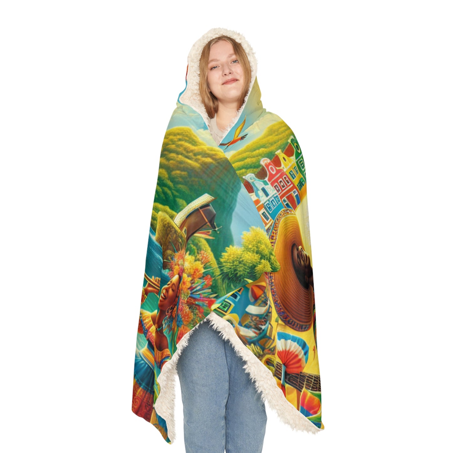 Aruba-Inspired Hooded Snuggle Blanket - Cozy and Vibrant Throw for Relaxation