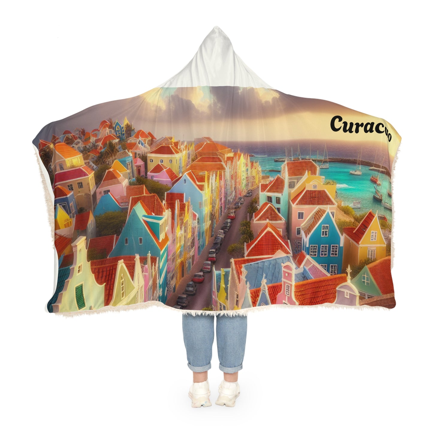 Curacao-Inspired Hooded Snuggle Blanket - Cozy and Vibrant Throw for Relaxation