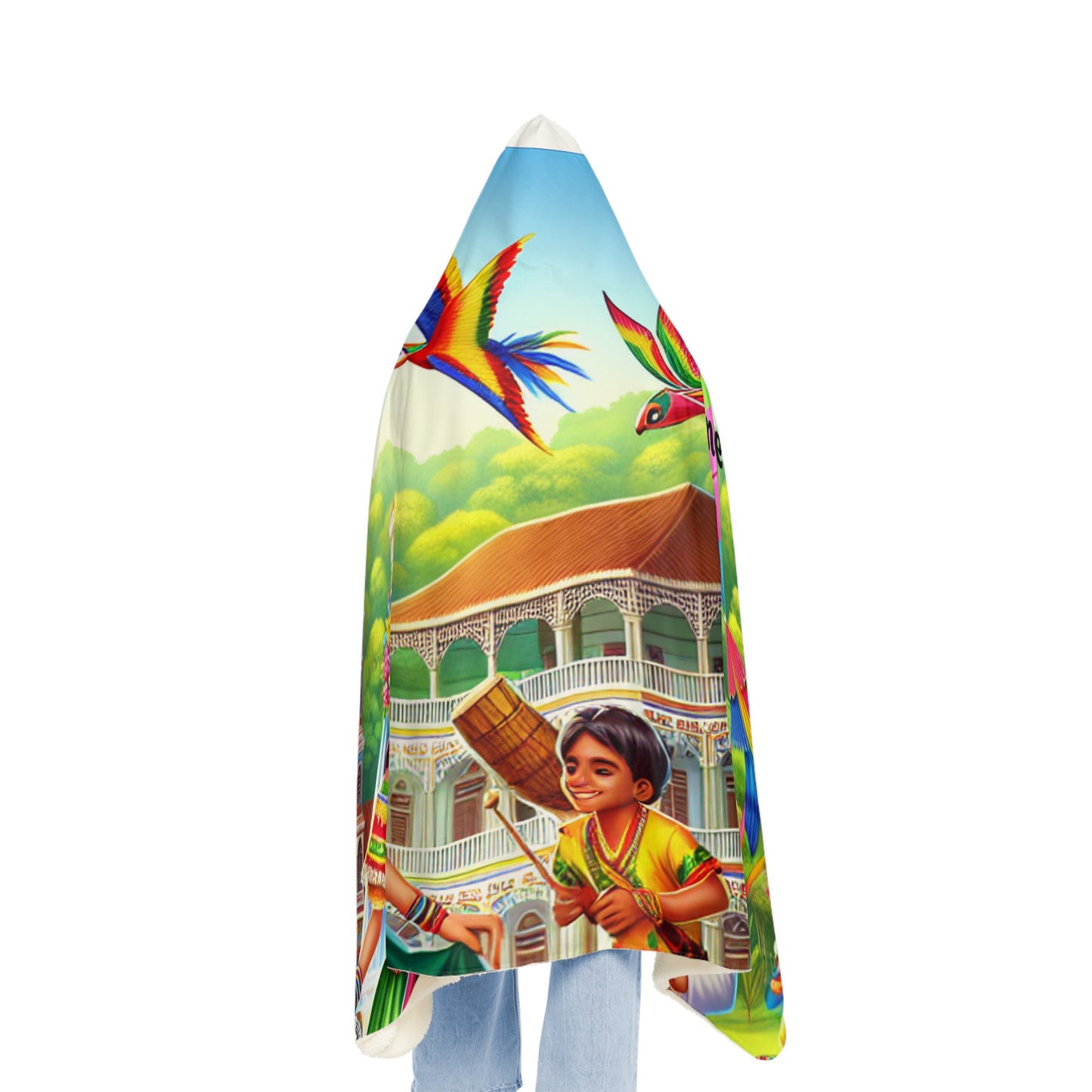 Suriname-Inspired Hooded Snuggle Blanket - Cozy and Vibrant Throw for Relaxation