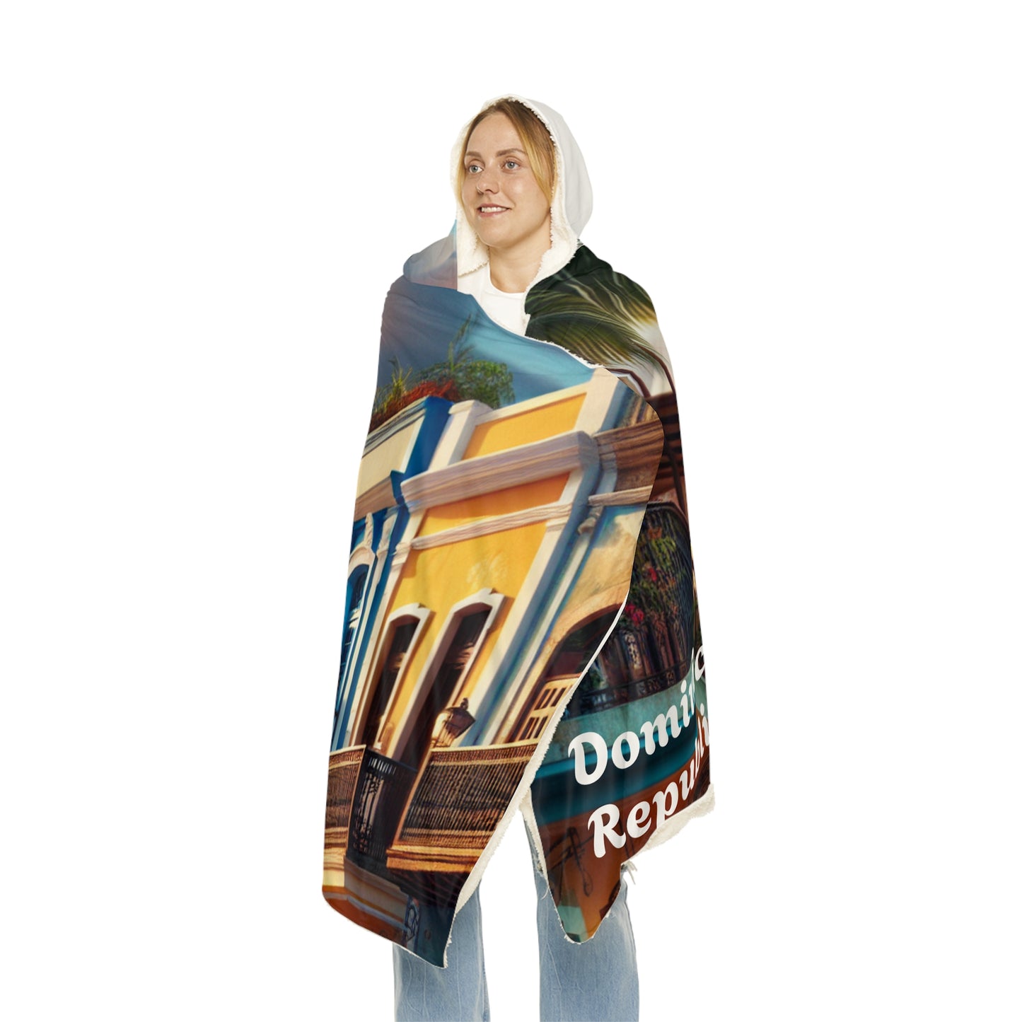 Dominican Republic-Inspired Hooded Snuggle Blanket - Cozy and Vibrant Throw for Relaxation