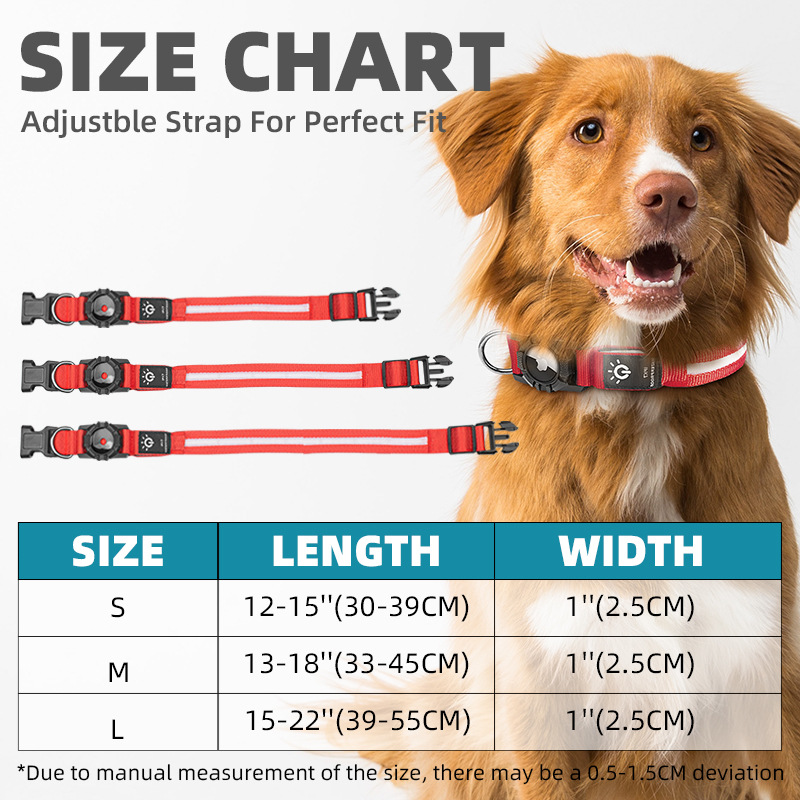 LED-hondenhalsband met AirTag-houder