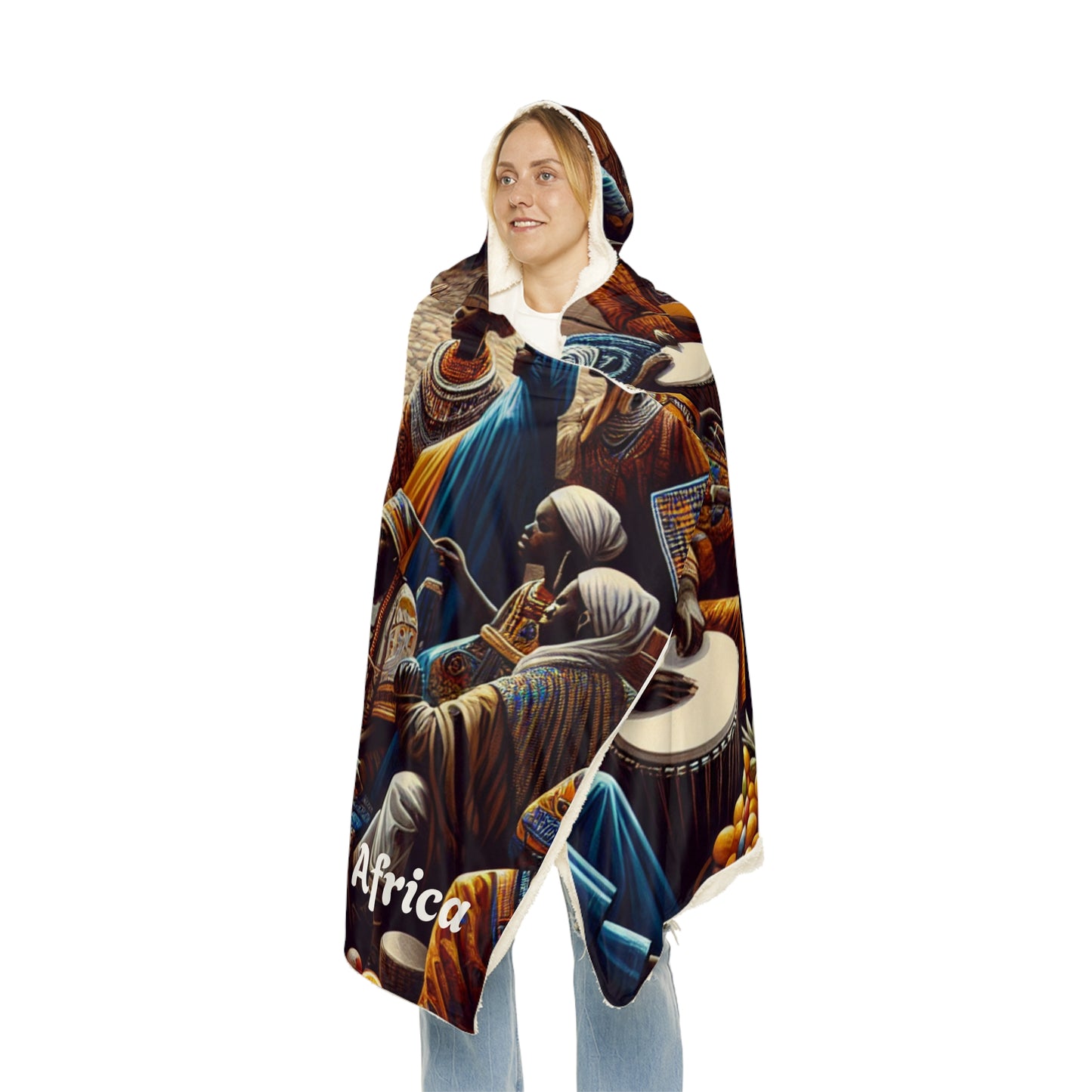 Africa-Inspired Hooded Snuggle Blanket - Cozy and Vibrant Throw for Relaxation