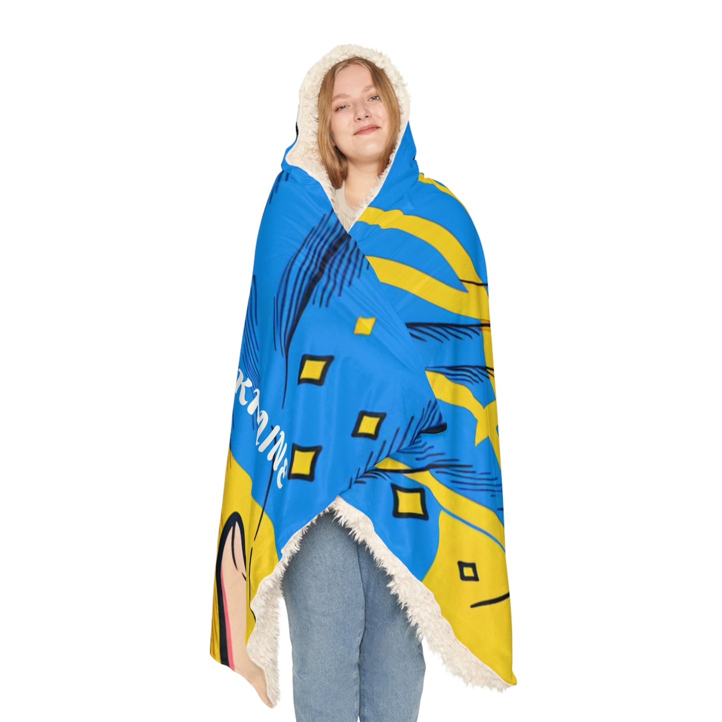 Ukraine-Inspired Snuggle Blanket - Cozy Sherpa Throw for Warmth and Style