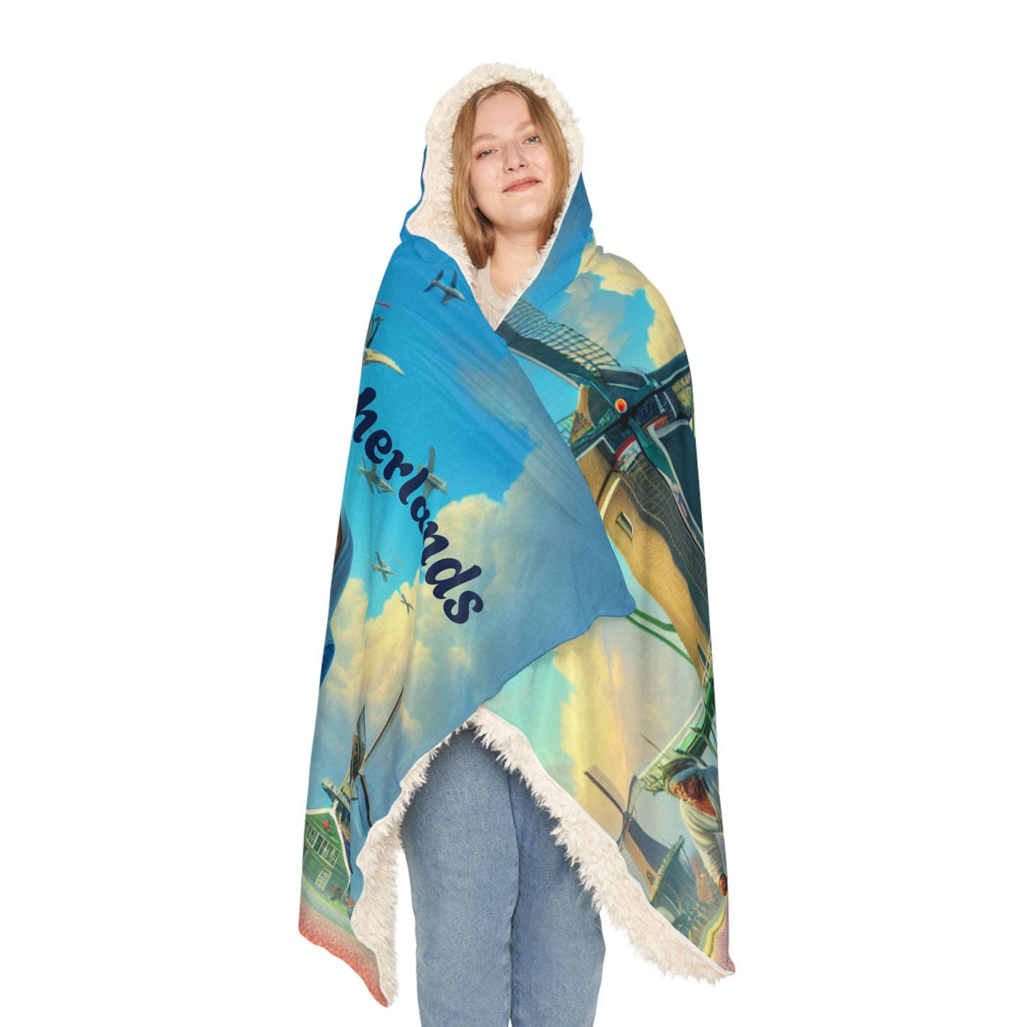 Netherlands-Inspired Hooded Snuggle Blanket - Cozy and Vibrant Throw for Relaxation