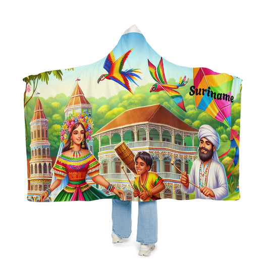 Suriname-Inspired Hooded Snuggle Blanket - Cozy and Vibrant Throw for Relaxation