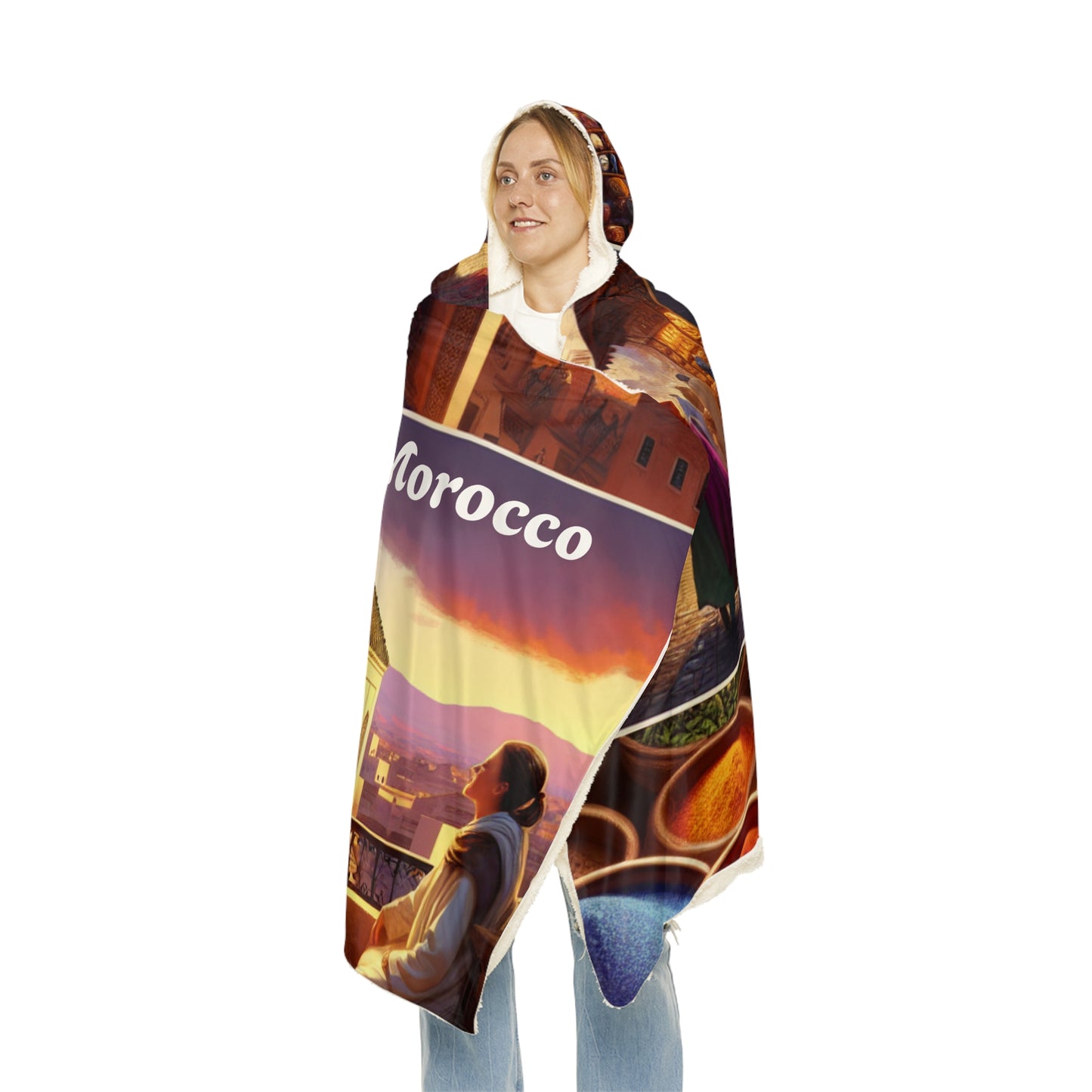 Morocco-Inspired Hooded Snuggle Blanket - Cozy and Vibrant Throw for Relaxation