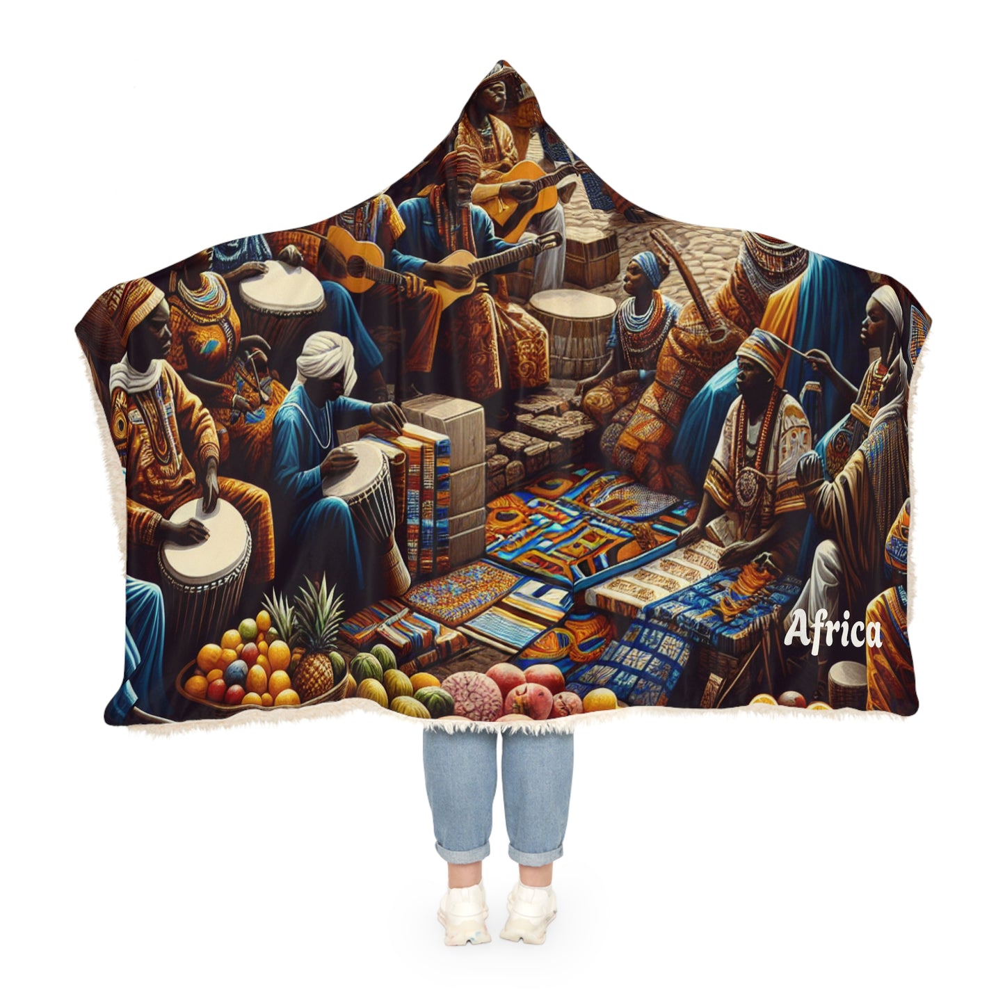 Africa-Inspired Hooded Snuggle Blanket - Cozy and Vibrant Throw for Relaxation