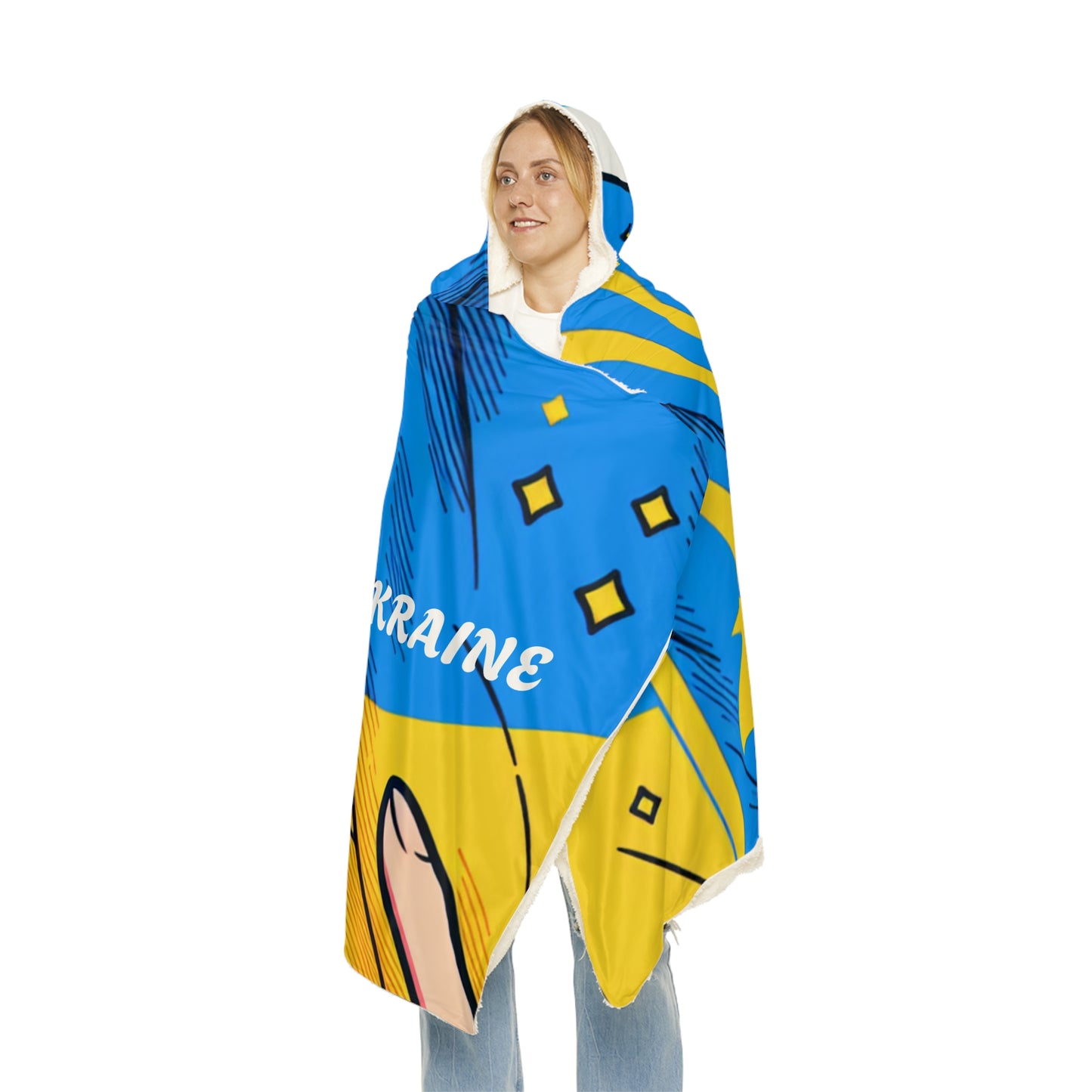 Ukraine-Inspired Snuggle Blanket - Cozy Sherpa Throw for Warmth and Style