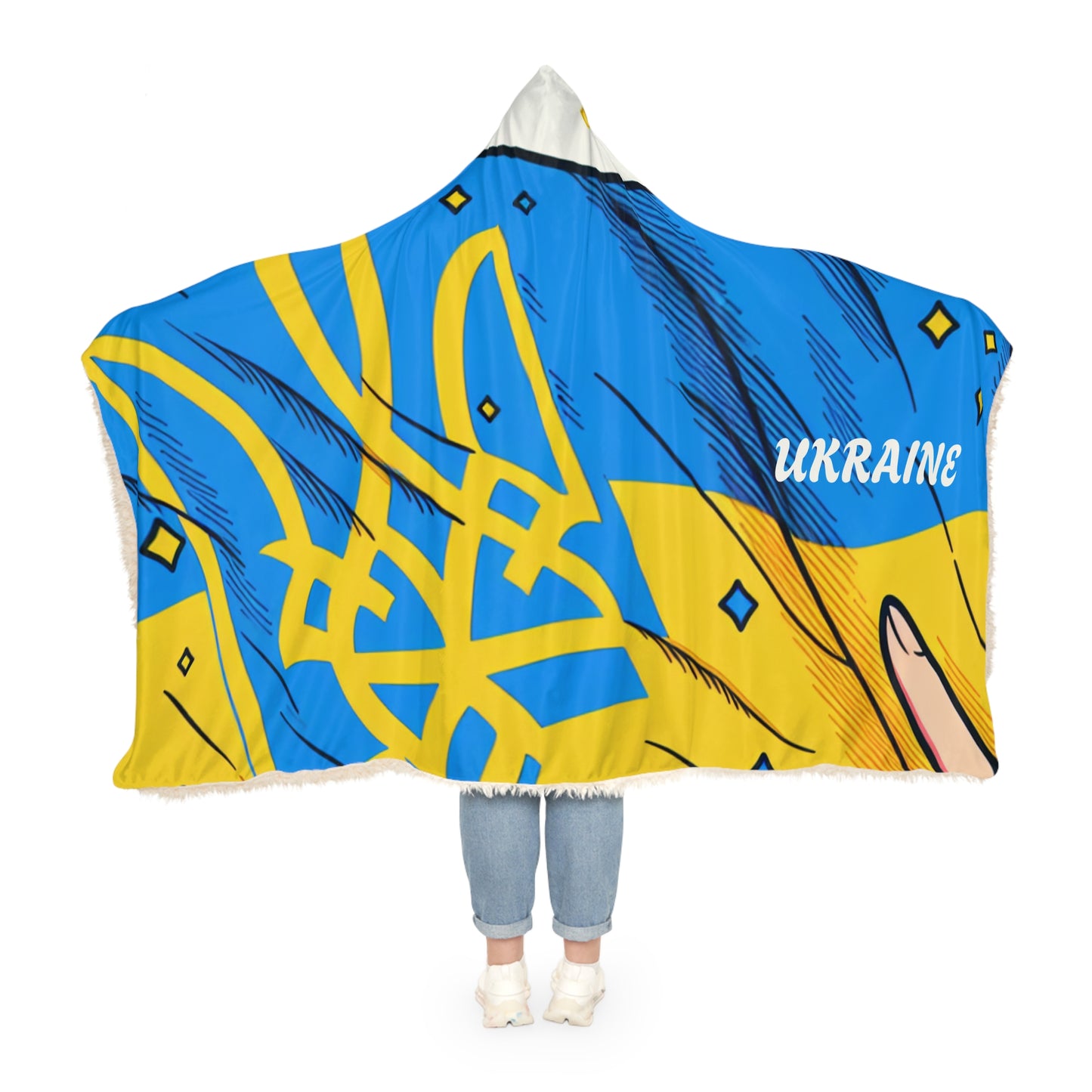 Ukraine-Inspired Snuggle Blanket - Cozy Sherpa Throw for Warmth and Style