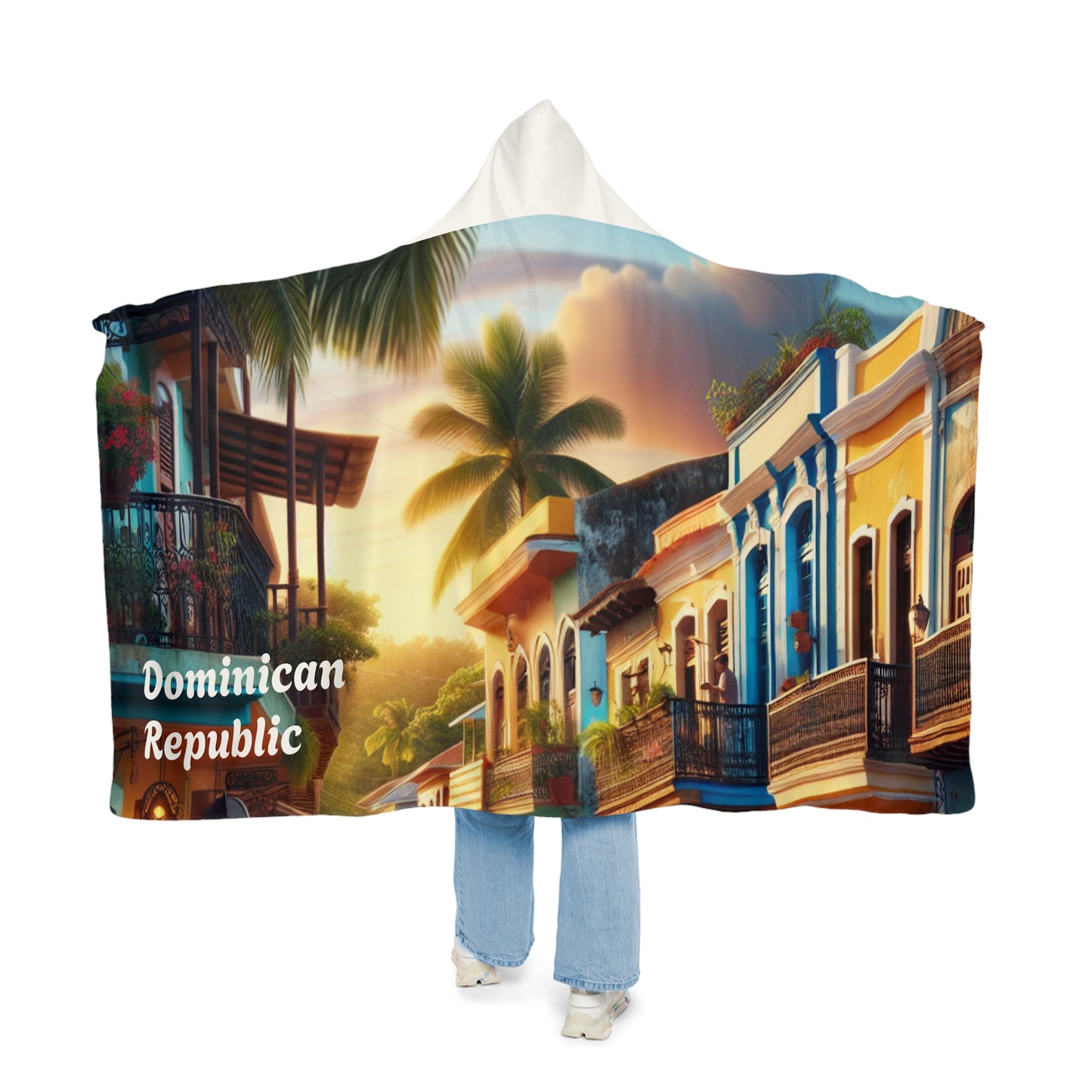 Dominican Republic-Inspired Hooded Snuggle Blanket - Cozy and Vibrant Throw for Relaxation