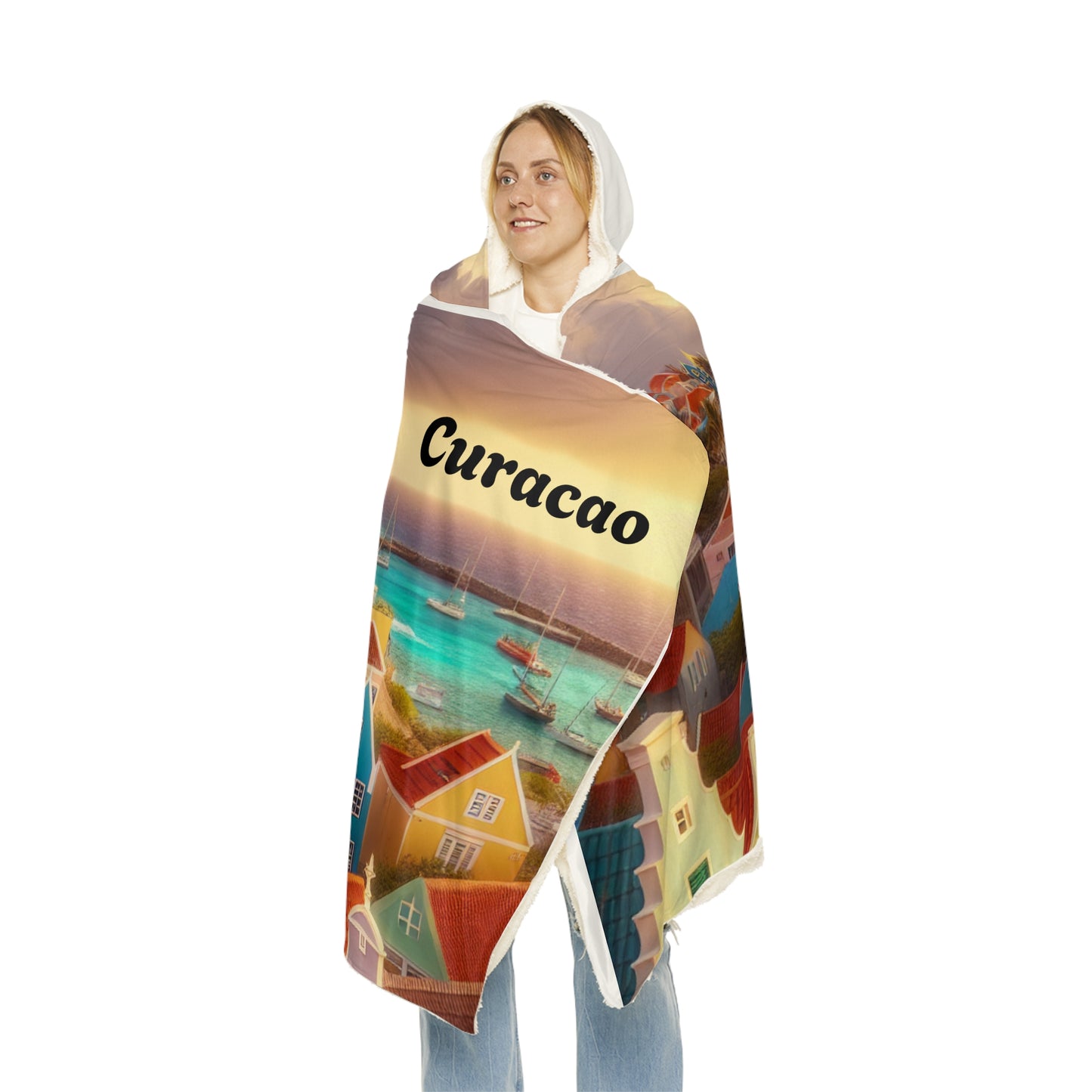 Curacao-Inspired Hooded Snuggle Blanket - Cozy and Vibrant Throw for Relaxation