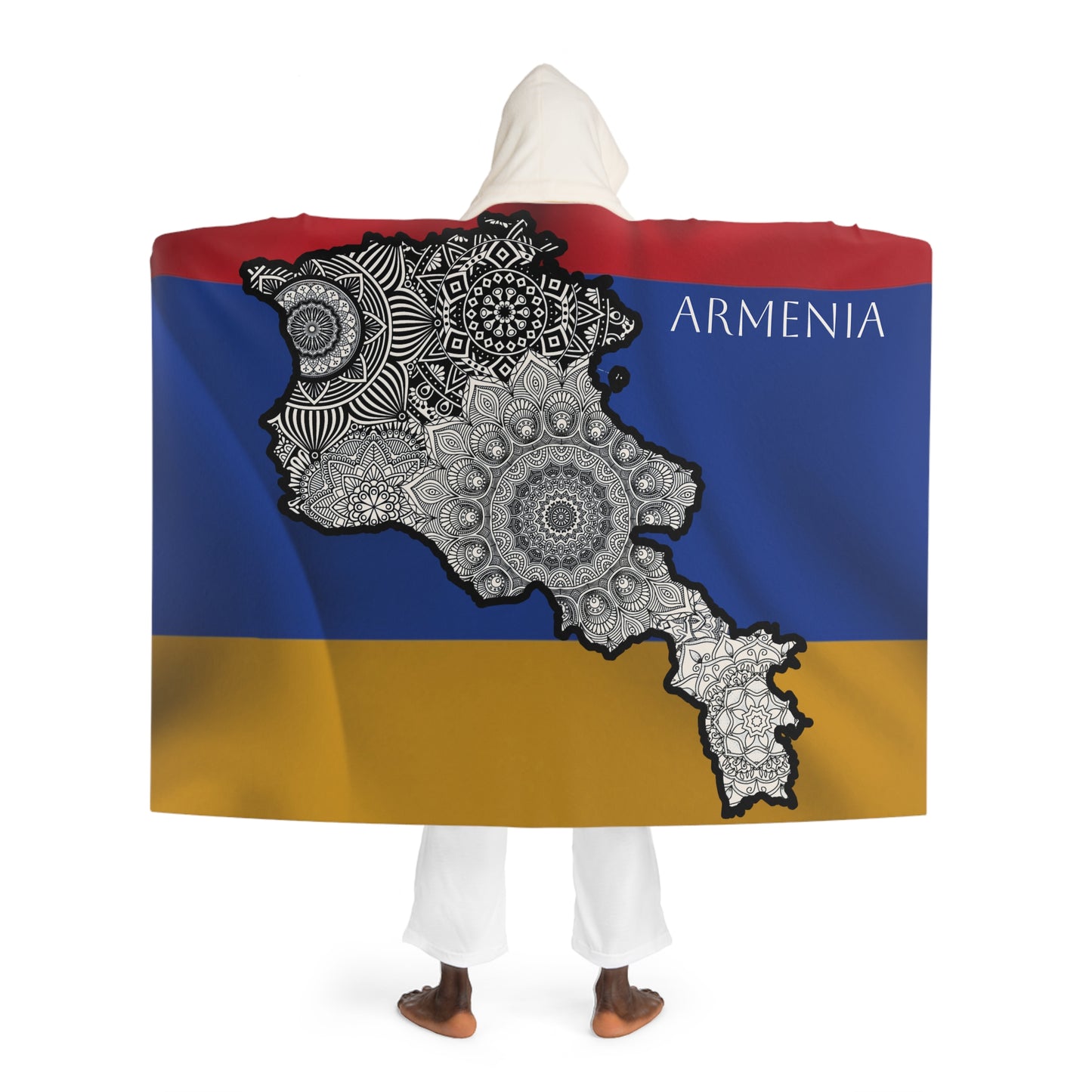 Armenia Cozy Hooded Sherpa Fleece Blanket with Artistic Map Design - Perfect for Chill Nights and Home Decor