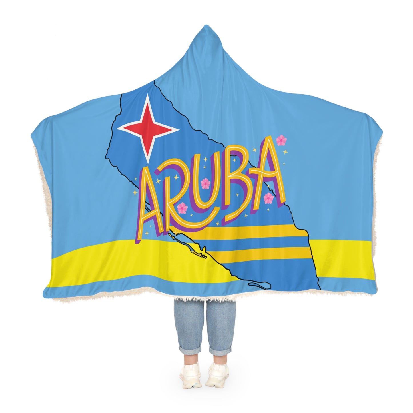 Aruba-Inspired Snuggle Blanket - Cozy Sherpa Throw for Warmth and Style