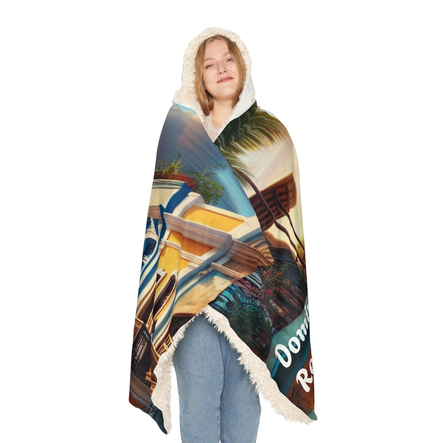 Dominican Republic-Inspired Hooded Snuggle Blanket - Cozy and Vibrant Throw for Relaxation